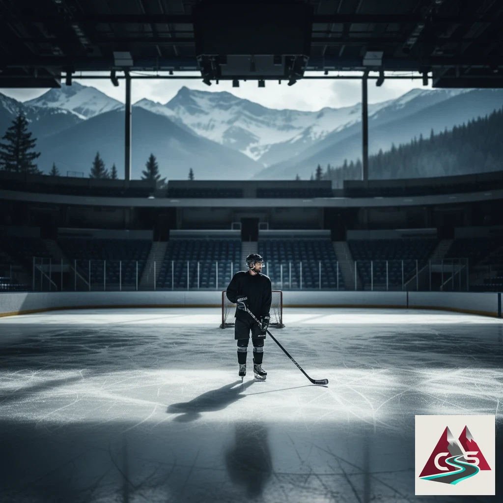 Ice hockey player preparing for faceoff